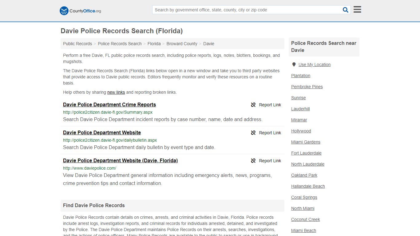Police Records Search - Davie, FL (Accidents & Arrest Records)